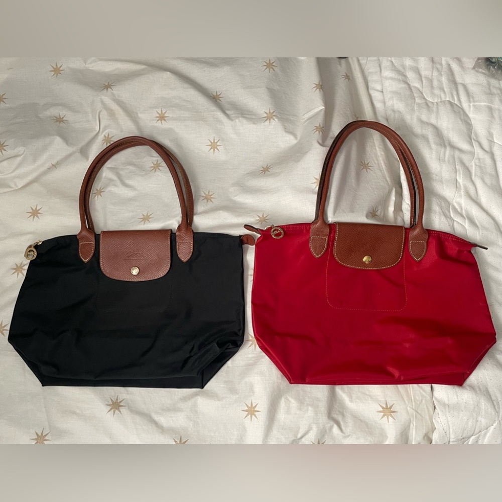 Longchamp Le Pliage Modele Depose Nylon Leather Shoulder Tote Bag, Set (2) - Picture 2 of 13